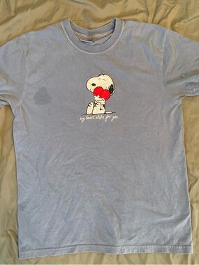 Comfort Colors Light Blue Snoopy Heart Tee